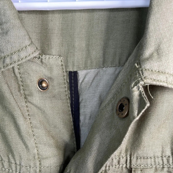 TAHARI Olive Green Lyocell Utility Jacket Button Snap Closure Lightweight Size L - Picture 7 of 14